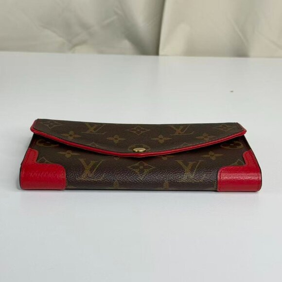 Louis Vuitton Monogram Canvas Wallet with Red Trim and Gold Hardware - Picture 5 of 7